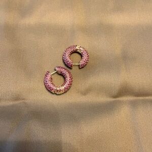 Elegant Pink and Gold Hoop Earrings